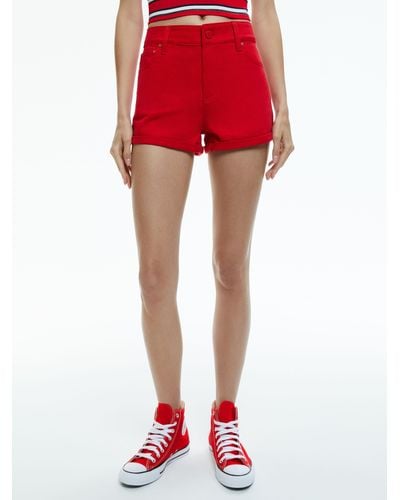 Alice + Olivia MAGGIE Mid Rise Vintage Shorts - Red