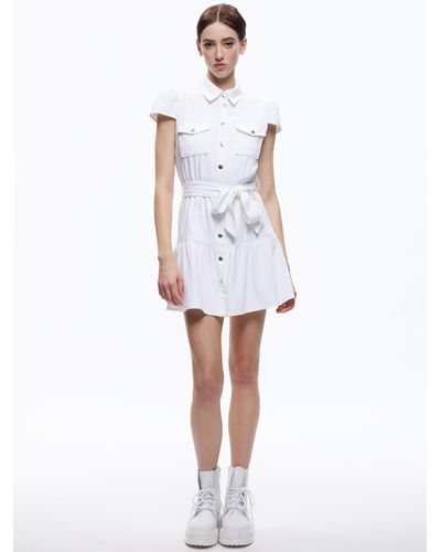Alice + Olivia Miranda Mini Denim Dress - White