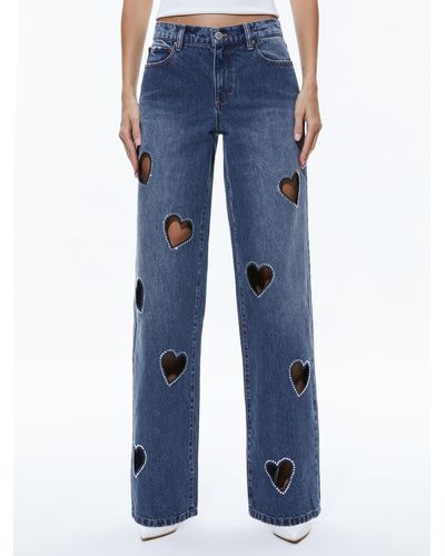 Alice + Olivia Karrie Embellished Heart Jean - Blue