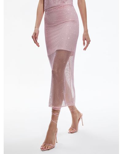 Alice + Olivia Maeve Crystal Embellished Midi Skirt - Pink