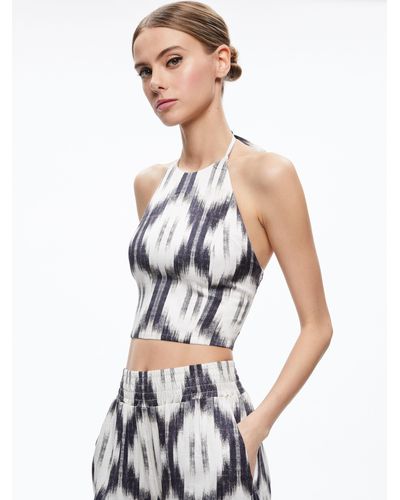Daria Pointelle Cord Back Halter Top Sand - Alice + Olivia