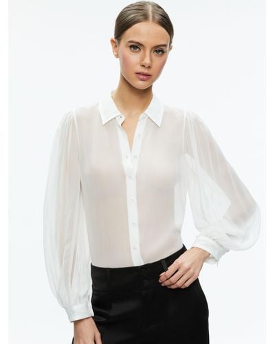 White Sheer Blouses for Women - Up to 70% off