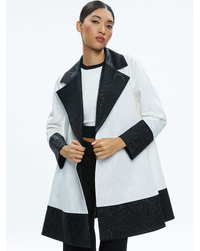 Alice + Olivia Paola Swing Coat With Border Detail - White