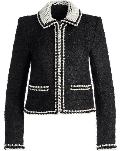 Alice + Olivia Kidman Pearl Embellished Collared Jacket - Black