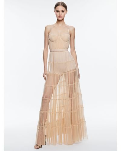 Alice + Olivia Deena Pleated Maxi Dress With Hot Pant - Natural