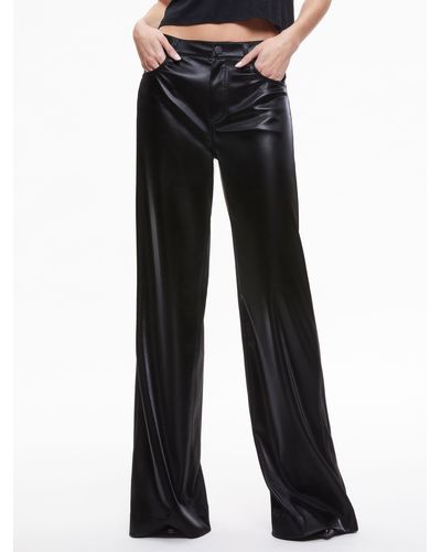 Alice + Olivia Trish Shiny Vegan Leather BAGGY Pant - Black