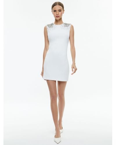 Alice + Olivia Almira Embellished Sleeveless Fitted Mini Dress - White