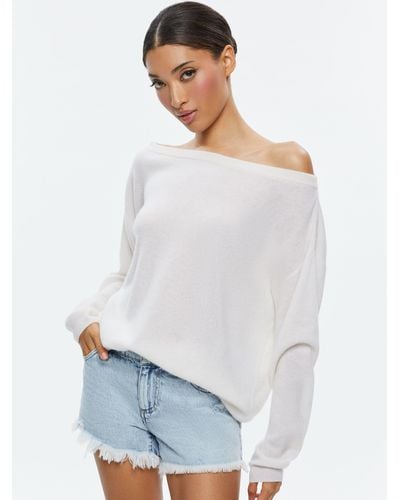 Alice + Olivia Marg Cashmere Slouchy Pullover - White