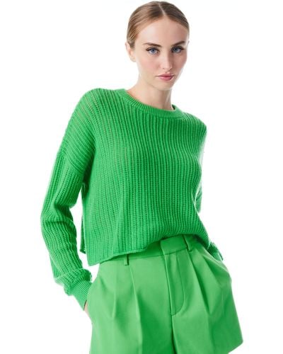 Alice + Olivia Ansley Blouson Sleeve Cropped Pullover - Green