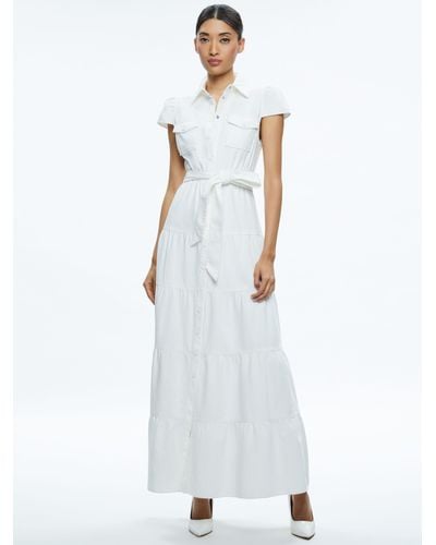 Alice + Olivia Miranda Maxi Denim Dress - White