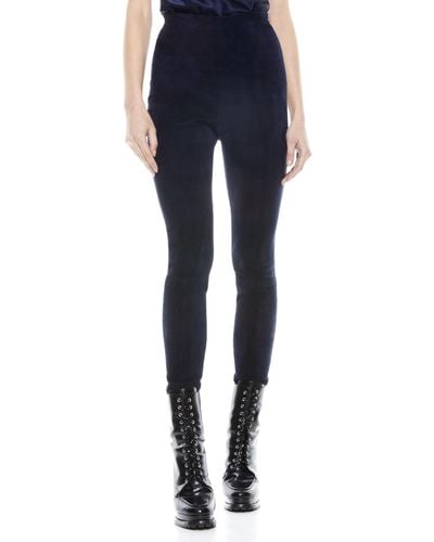 Alice + Olivia Maddox Side Zip Suede LEGGING - Blue