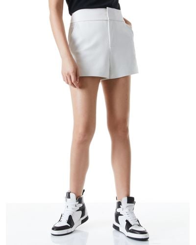 Alice + Olivia Cady High Waisted Leather Short - White