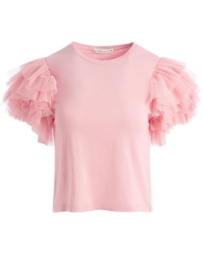 Alice + Olivia Rylyn Tulle Sleeve T-shirt - Pink