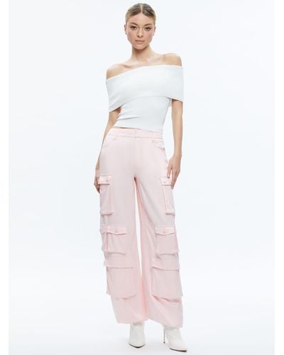 Alice + Olivia Olympia Mid Rise BAGGY Cargo Pants - Pink