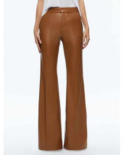 Alice + Olivia Danette Vegan Leather Split Hem Pants - Brown