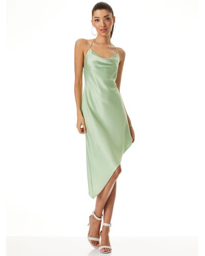 Alice + Olivia Harmony Drapey Asymmetrical Midi Dress - Green