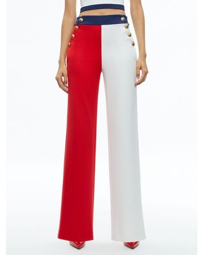 Alice + Olivia Narin High Rise Button Front Pant - Red