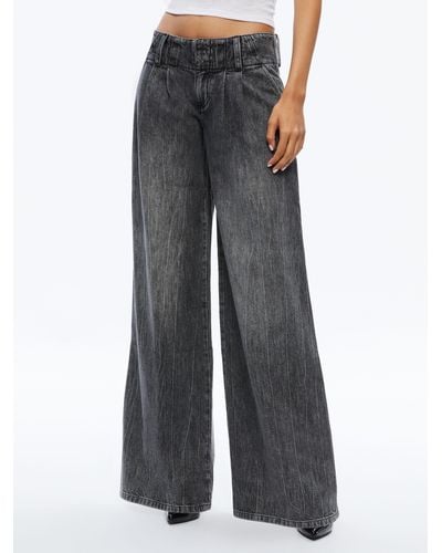 Alice + Olivia Anders Low Rise Pleated Jean - Gray