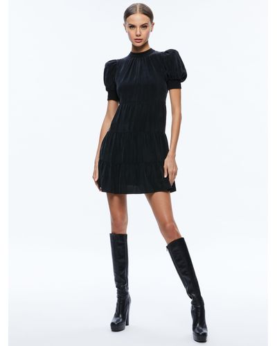 Alice + Olivia Dorine Puff Sleeve Mini Dress - Black
