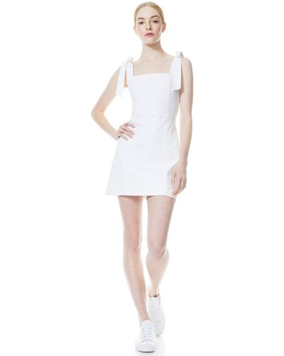 Alice + Olivia Maryann Tie Shoulder Mini Dress - White