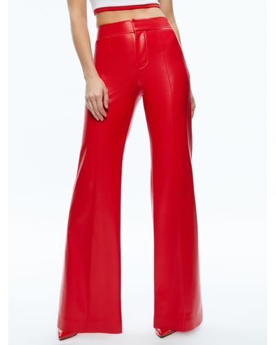 Alice + Olivia Dylan High Waisted Vegan Leather Wide Leg Pant - Red