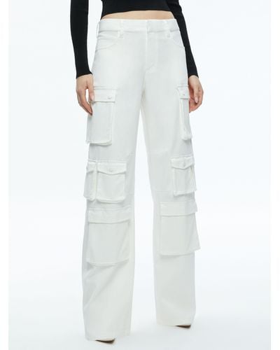 Alice + Olivia Olympia Mid Rise BAGGY Cargo Pants - White