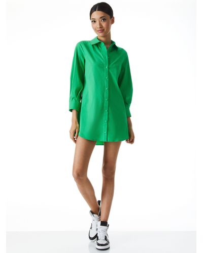 Alice + Olivia Dimitra Rolled Sleeve Dress - Green