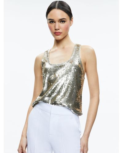 Alice + Olivia Avril Sequin Boxy Tank - White