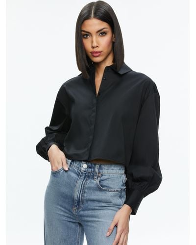 Alice + Olivia Finely High-low Blouse - Black