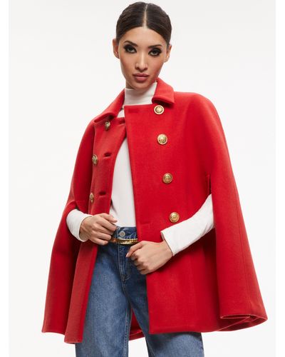 Alice + Olivia Reynalda Double Breasted Cape - Red
