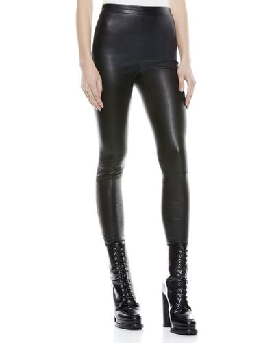 Alice + Olivia Maddox Side Zip Leather LEGGING - Black