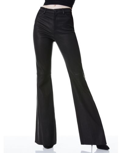Alice + Olivia Brent High Waisted Leather Bell Pant - Black
