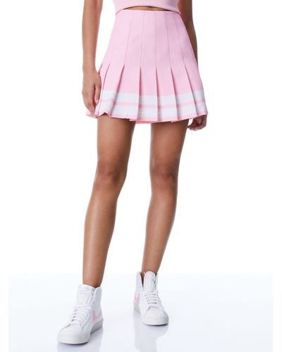 Alice + Olivia Carter Pleated Varsity Stripe Mini Skirt - Pink