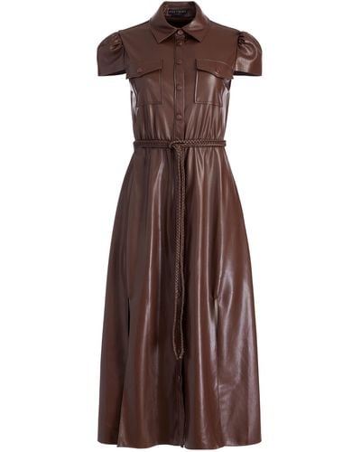Alice + Olivia Miranda Vegan Leather Midi Dress - Brown