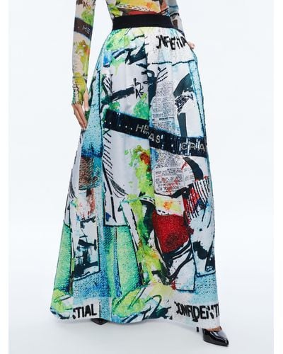 Alice + Olivia A+o X Basquiat Tina Embellished Maxi Skirt - Blue