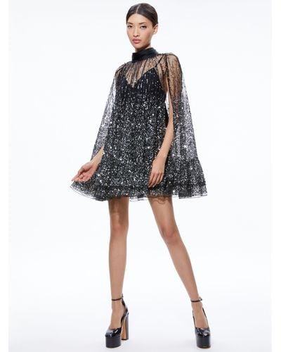 Alice + Olivia Zenon Sequin Cape Mini Dress - Black
