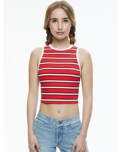 Alice + Olivia Andre Fitted Cropped Tank - Red