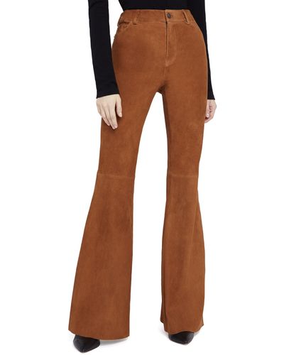 Alice + Olivia Brent High Waisted Suede Pant - Brown