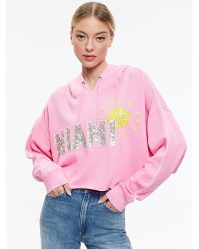 Alice + Olivia Sunny Boxy Cropped Hoodie - Pink