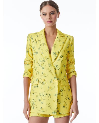 Alice + Olivia Alice + Olivia Justin Rolled Cuff Double Breasted Blazer - Yellow