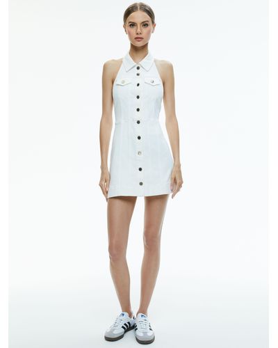 Alice + Olivia Kendall Denim Halter Mini Dress - White
