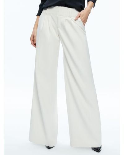 Alice + Olivia Anders Vegan Leather Low Rise Pant - White