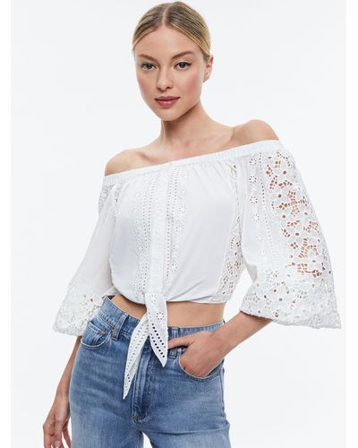 Alice + Olivia Ivy Off The Shoulder Cropped Top - White