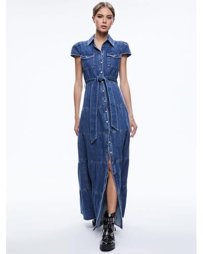 Alice + Olivia Miranda Maxi Denim Dress - Blue