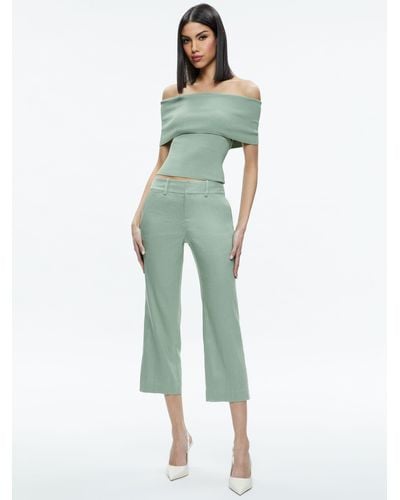 Alice + Olivia Janis Low Rise Cropped Flare Pant - Green