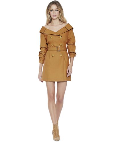 Alice + Olivia Candace Off Shoulder Trench Coat - Multicolor