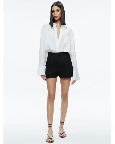 Alice + Olivia Finely Linen Oversized Button Down Shirt - White