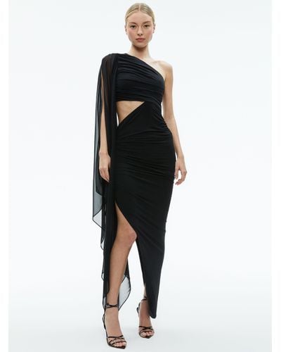 Alice + Olivia Lourdes Asymmetrical Cutout Maxi Dress - Black