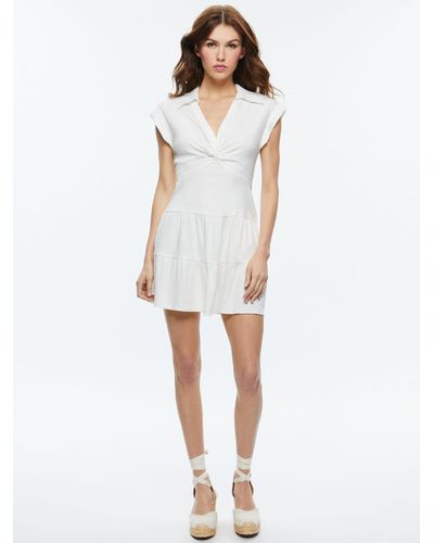 Alice + Olivia Mila Linen Twist Front Mini Dress - White