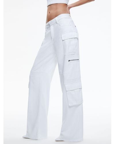 Alice + Olivia Cay BAGGY Cargo Jeans - White